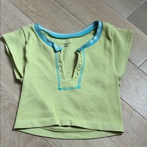 Urban Outfitters Green Crop Top with Blue Trim